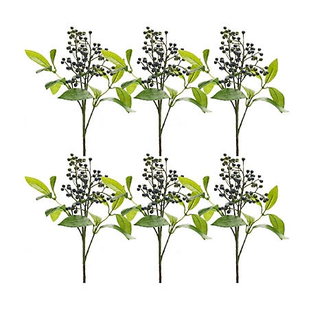 Melrose International 16 in. Artificial Berry Foliage Spray, Blue, Set of 6