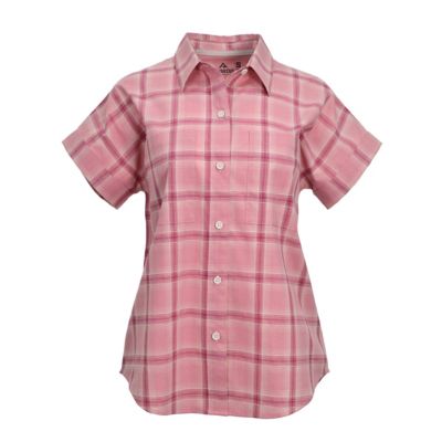 Ridgecut Women's Dobby Plaid Short Cap Sleeve Work Shirt