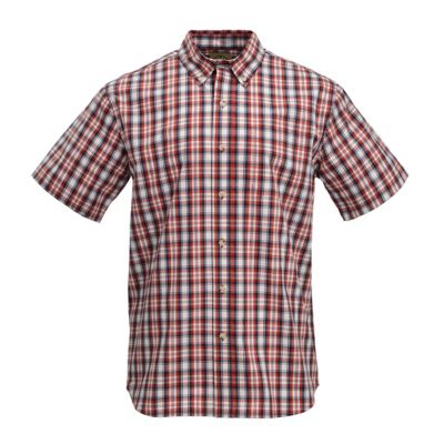 Blue Mountain Men's Stretch Poplin Short-Sleeve Plaid Work Shirt