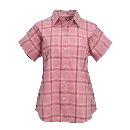 Ridgecut Women's Short Cap Sleeve Dobby Plaid Shirt