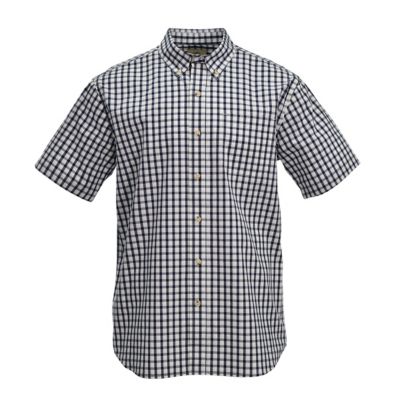 Blue Mountain Men's Short-Sleeve Stretch Poplin Plaid Shirt
