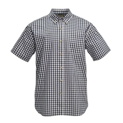 Blue Mountain Men's Stretch Poplin Short-Sleeve Plaid Work Shirt