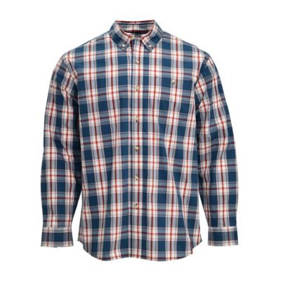 Blue Mountain Men's Poplin Plaid Long-Sleeve Work Shirt