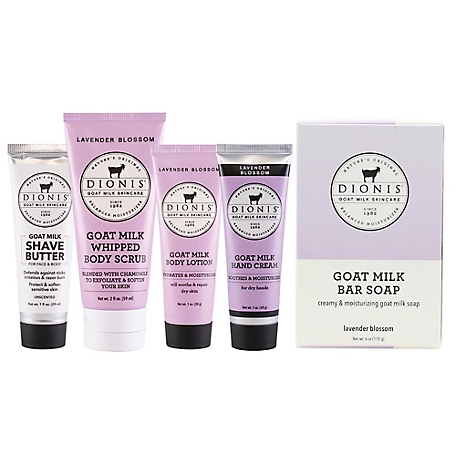 Dionis Goat Milk Skincare Lavender Blossom Goat Milk Travel Kit, Set of 5