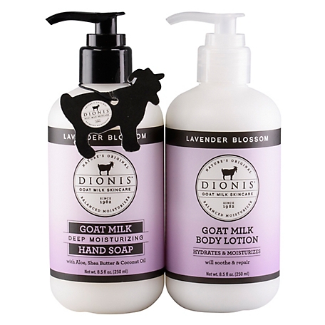 Dionis Goat Milk Skincare Lavender Blossom Goat Milk Hand Soap and Body Lotion Bundle, 8.5 oz.