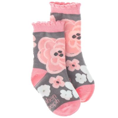 Stephen Joseph Toddler Socks Charcoal Flower