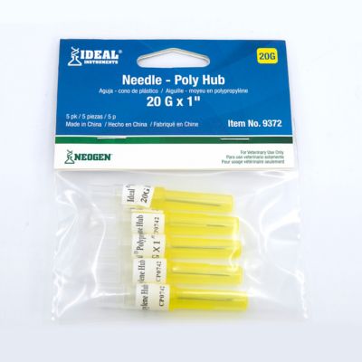 Ideal Instruments 20 Gauge x 1 in. Poly Hub Livestock Needles, 5-Pack