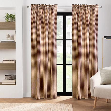 Thermalogic Checkmate Pole Top Curtain Panel Pair