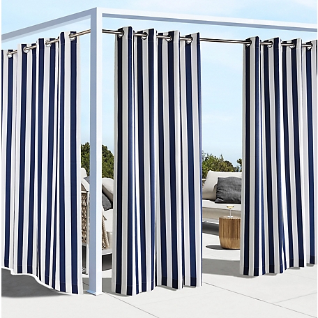 Outdoor Decor by Commonwealth Coastal Stripe Grommet Curtain Panel
