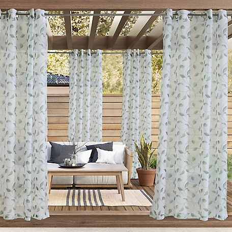 Outdoor Decor by Commonwealth Two Tone Leaf Grommet Curtain Panel