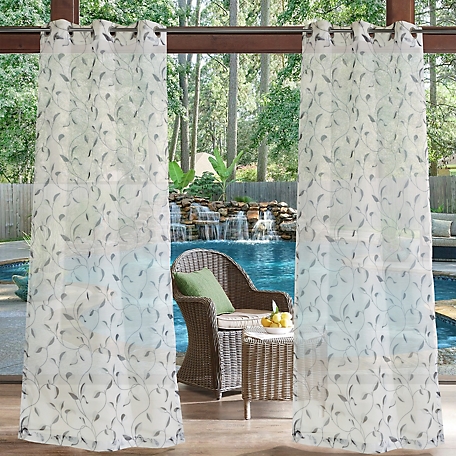 Outdoor Decor by Commonwealth Two Tone Leaf Grommet Curtain Panel