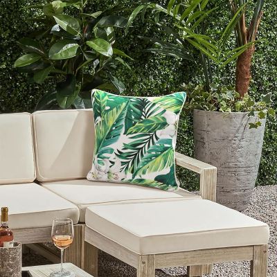 Outdoor Decor by Commonwealth Laguna Lily Floral Throw Pillow 18 in., x 18 in., Green