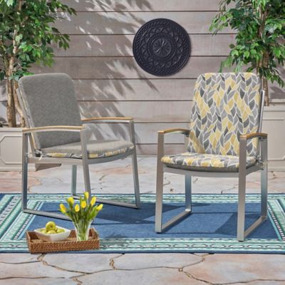 Outdoor Decor by Commonwealth Sunny Citrus Undulating Leaves High Back 20 in., x 45 in., Grey