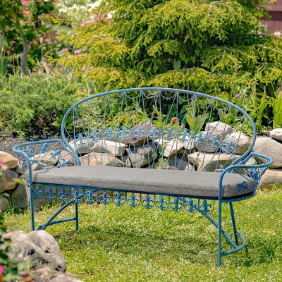 Outdoor Decor by Commonwealth Fifty Shades of Grey Outdoor Chevron Print Bench Seat Cushion 48 x 18 in., Grey