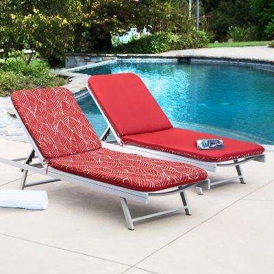 Outdoor Decor by Commonwealth Ruby Red Feather Print Lounger Cushion 22 x 73 in., Red