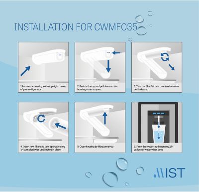 Image showing  GE GSWF Water Filter Replacement Compatible GE Models: GSWFDS 100749-C 100810/A 238C2334P001 Kenmore 46-9914 - Mist