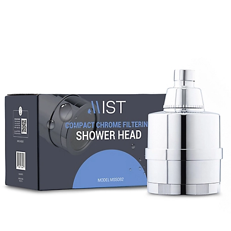 Mist Compact Chrome Filtering Shower Head, Replaceable Filter 15 Stage Filtration System Removes Chlorine and Bad Odor, MSS082