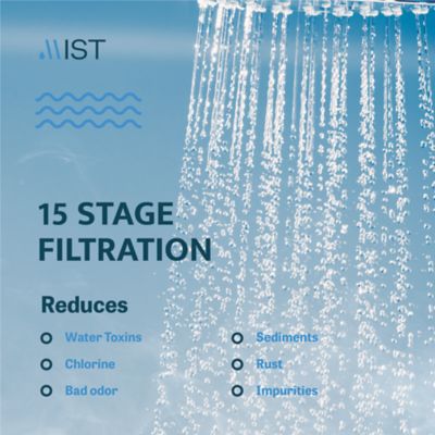Image showing  Compact Chrome Filtering Shower Head with a Replaceable Filter 15 Stage Filtration System Removes Chlorine and Bad Odor