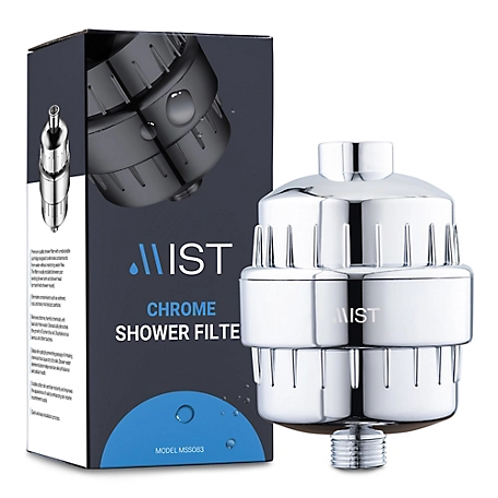 Mist Chrome Shower Filter, 2 Replaceable Filter Cartridges 15 Stage Filtration Effectively Removes Bacteria, Bad Odor, MSS083