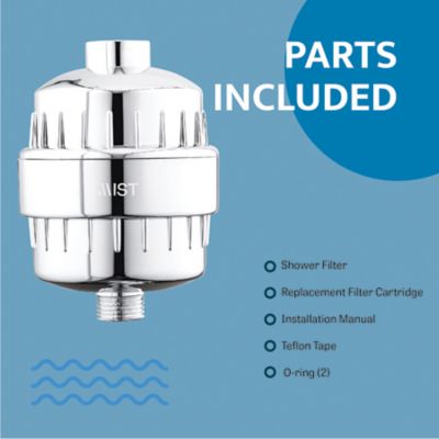 Image showing  Chrome Shower Filter with 2 Replaceable Filter Cartridges 15 Stage Filtration Effectively Removes Bacteria, Bad Odor