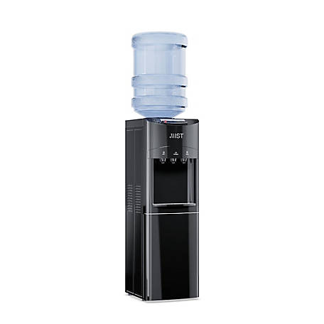 Mist Top Loading Water Cooler with Child Safety Lock 3 Temperature Options Holds 3 and 5 gal. Bottles- Black, MWD1