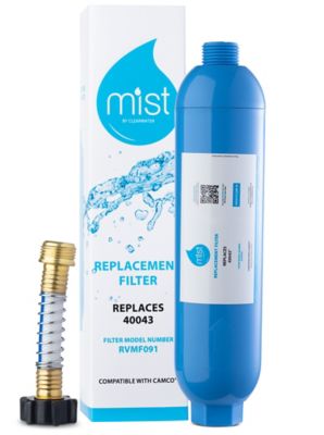 Mist Camco RV Inline Water Filter Replacement with Flexible Hose Protector Compatible Camco Models: 40043 40013 40041, 1-Pack