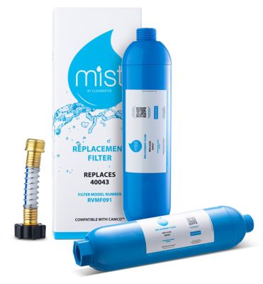 Image showing  Camco RV Inline Water Filter Replacement with Flexible Hose Protector Compatible Camco Models: 40043 40013 40041 2 Pack