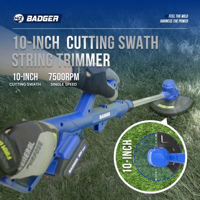 Image showing  20V 10 in. String Trimmer and Sweeper Blower, Includes (2) 2.0 Ah Batteries and Clip-on Charger, 2 pc.