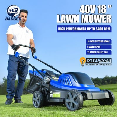 Image showing  18 in. 40V Cordless Brushless Push Lawn Mower, Includes 4.0 Ah Battery & Fast Charger