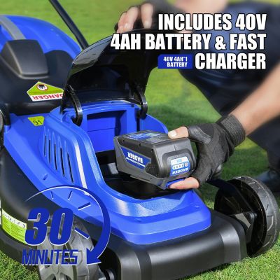 Image showing  18 in. 40V Cordless Brushless Push Lawn Mower, Includes 4.0 Ah Battery & Fast Charger