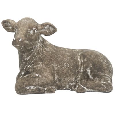 Red Shed Cement Cow Garden Statue, 24S03224EX