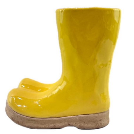 Red Shed 9.75 in. Ceramic Rain Boots Planter