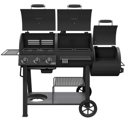Image showing  3-Burner Canyon Propane Gas and Charcoal Combination Grill, Black