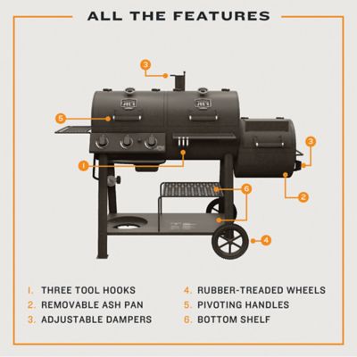 Image showing 8 th Oklahoma Joe's 3-Burner Canyon Propane Gas and Charcoal Combination Grill, Black