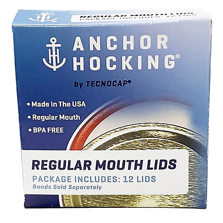 Anchor Hocking Reg Mouth 12 Pack Lids, HCR12RL-G