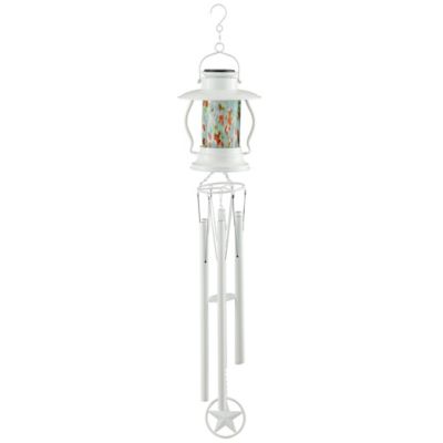Red Shed Colored Glass Lantern Solar Windchime