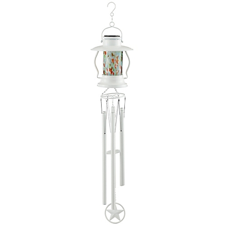 Red Shed Colored Glass Lantern Solar Windchime