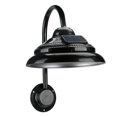 Red Shed 13.5 in. Solar-Powered Soft Glowing Decorative Metal Lamp, Black