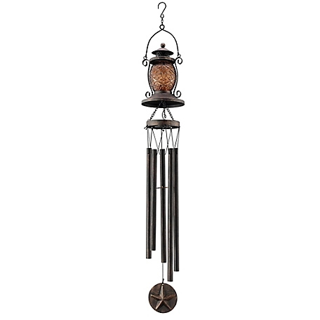 Red Shed Metal Wind Chime with Soft Glowing Solar-Powered Lantern
