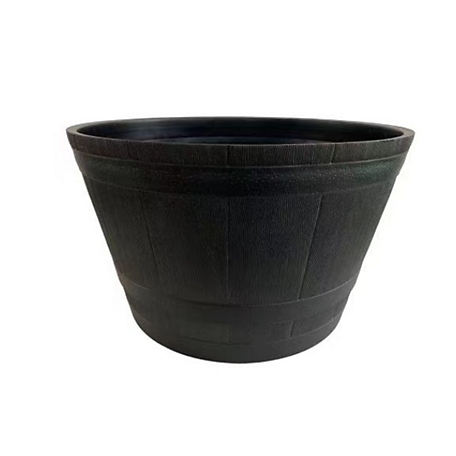 Red Shed Whiskey Barrel Planter, 25 in. Grey