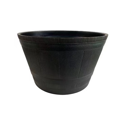Red Shed Whiskey Barrel Planter, 25 in. Grey