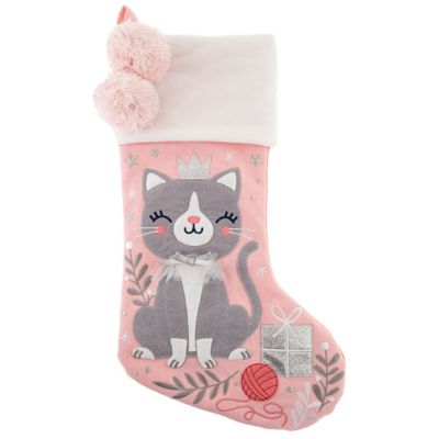Stephen Joseph Holiday Embroidered Stocking Cat