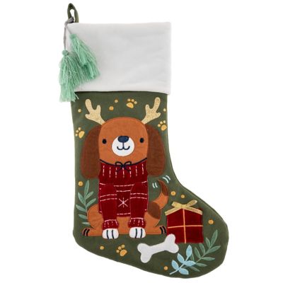 Stephen Joseph Holiday Embroidered Stocking Dog