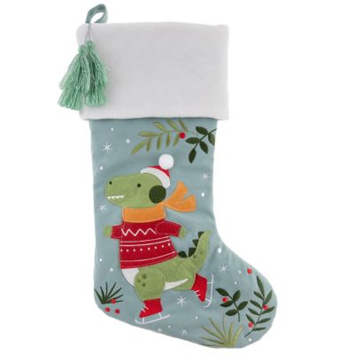 Stephen Joseph Holiday Embroidered Stocking Dino