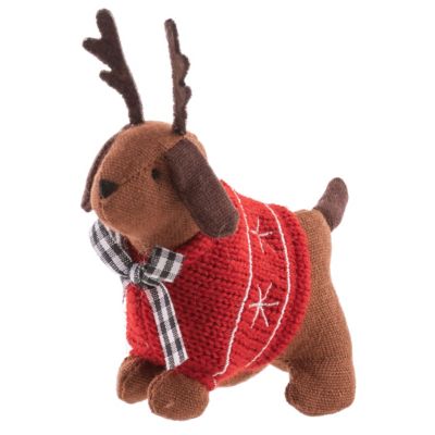 Stephen Joseph Holiday Ornament Dog Reindeer Red