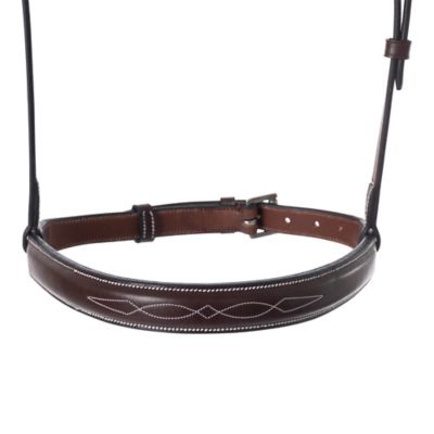 Image showing  Fancy Stitched Chain Full Bridle Noseband, Brown