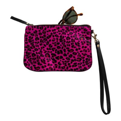 Image showing  Pink Leopard Hair On Hide Wristlet