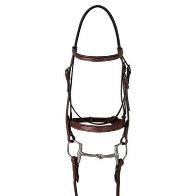 Huntley Equestrian Fancy Stitched Schooling Bridle, Brown, Cob