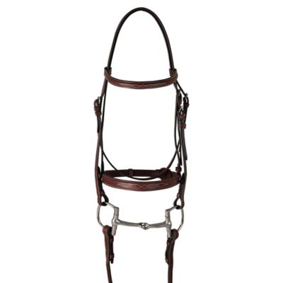 Huntley Equestrian Fancy Stitched Schooling Bridle, Brown, Medium