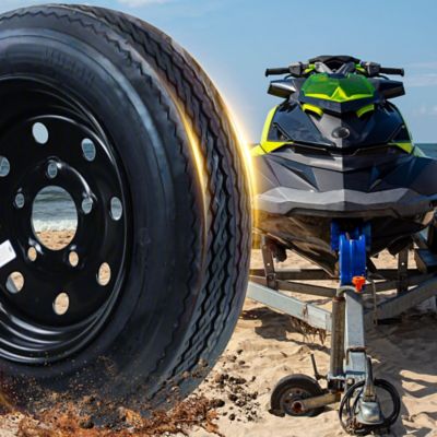 Image showing 5 th Hi-Run 4.80-12 4-Ply 5-Hole Black Modular Wheel Trailer Tire Assembly, Load Range B